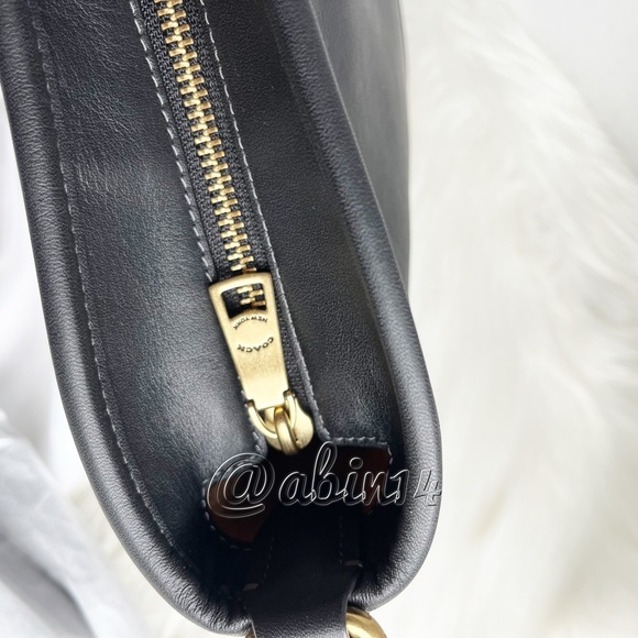 Coach Black Leather Tali Bucket Bag with Webbing Strap - Picture 7 of 11